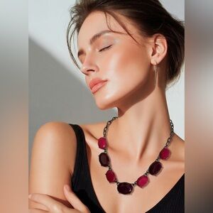 Ballet Pink & Burgundy Faceted Necklace NWT